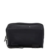 モンブラン セカンドバッグ クラッチバッグ ブラック キャンバス レザー メンズ MONTBLANC 【中古】
